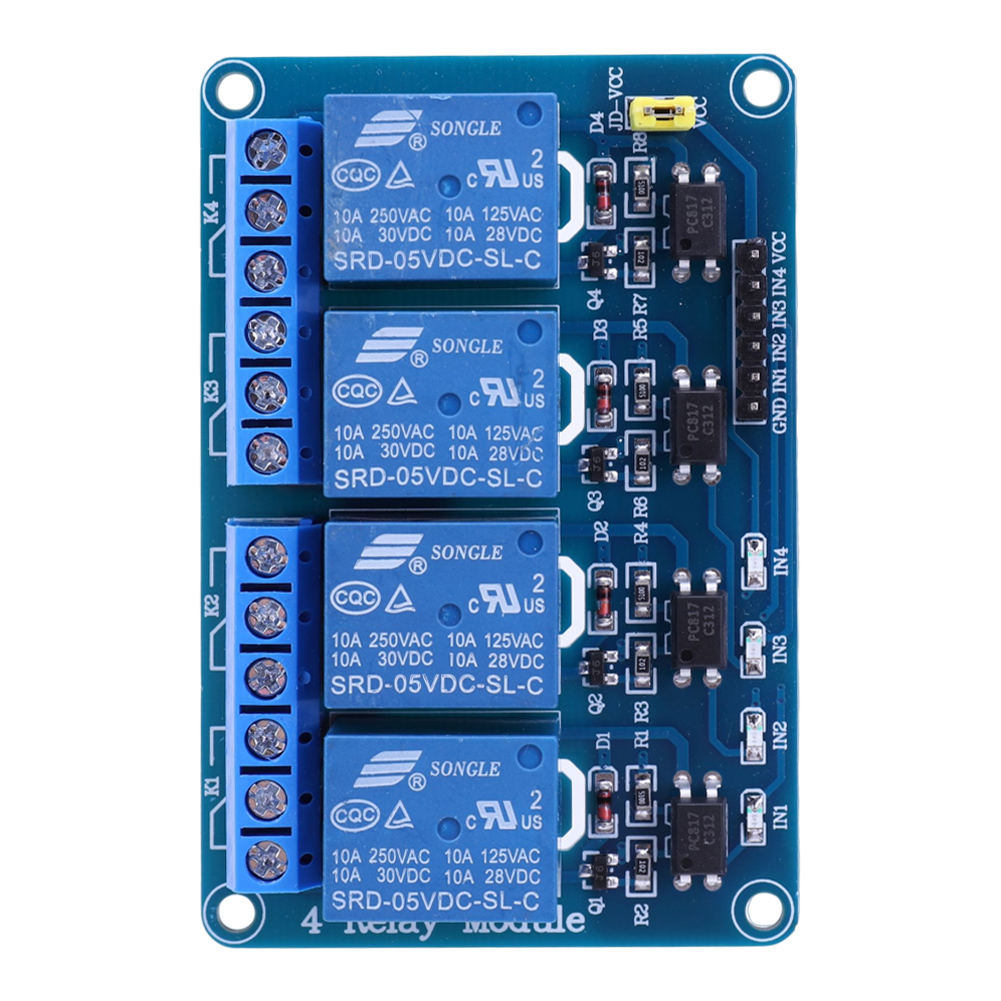 Relay Module 4 Channel - 5V 12V 4-kanaals relaisbord met optocoupler,