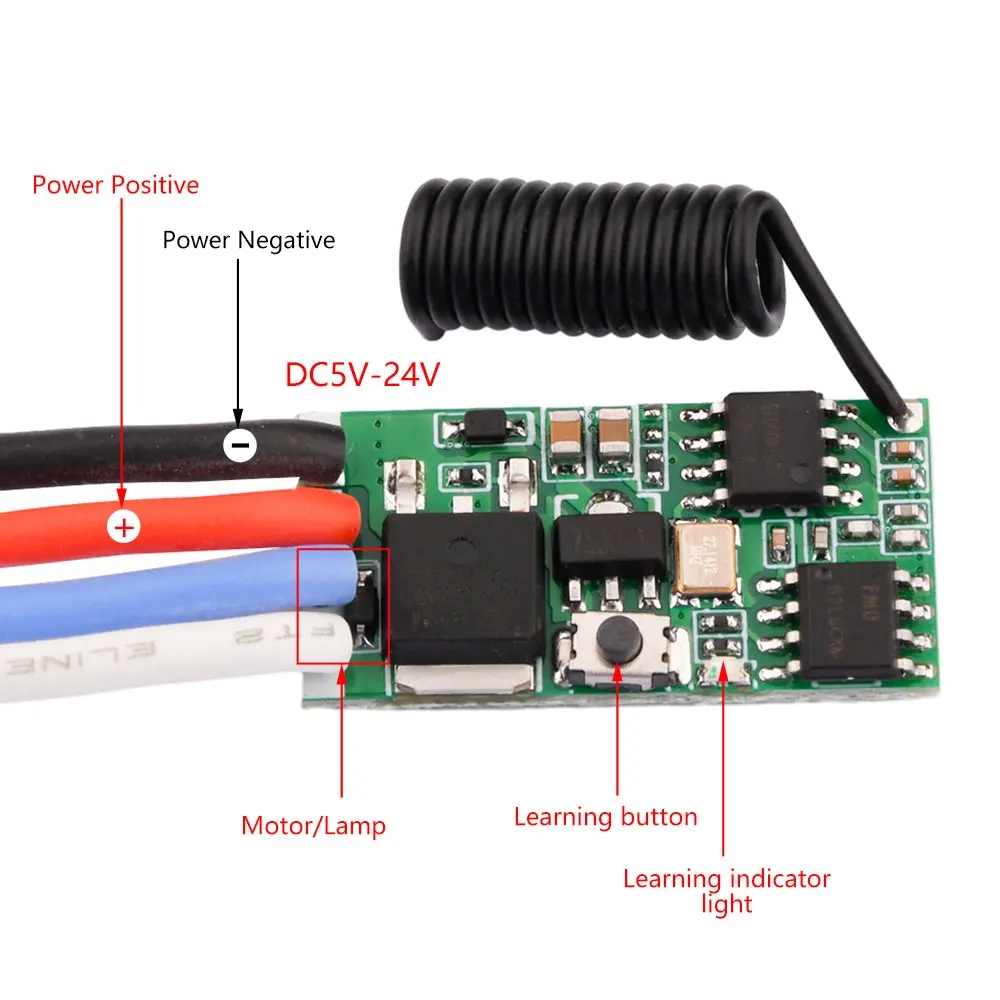 Ir Remote Module - DC 3.7V-24V 433MHz Mini draadloze RF-afstandsbedieningsschakelaar