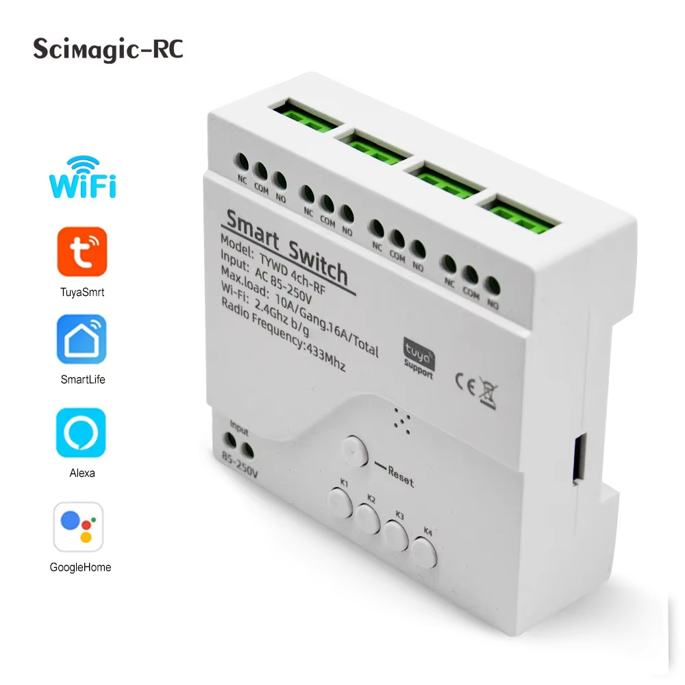 Relay Module 4 Channel - Smart Tuya Schakelaar 4CH Relaismodule Domotica