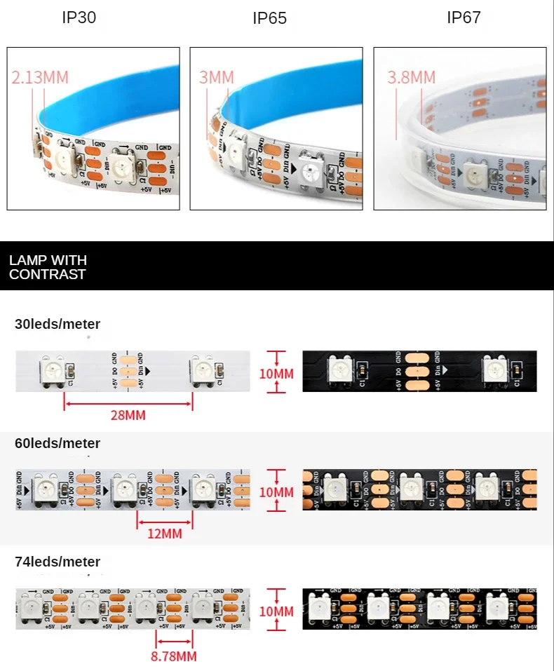 WS2812B Smart Led Strip Licht  - Ws2812B Strip 5V recensie en prijs