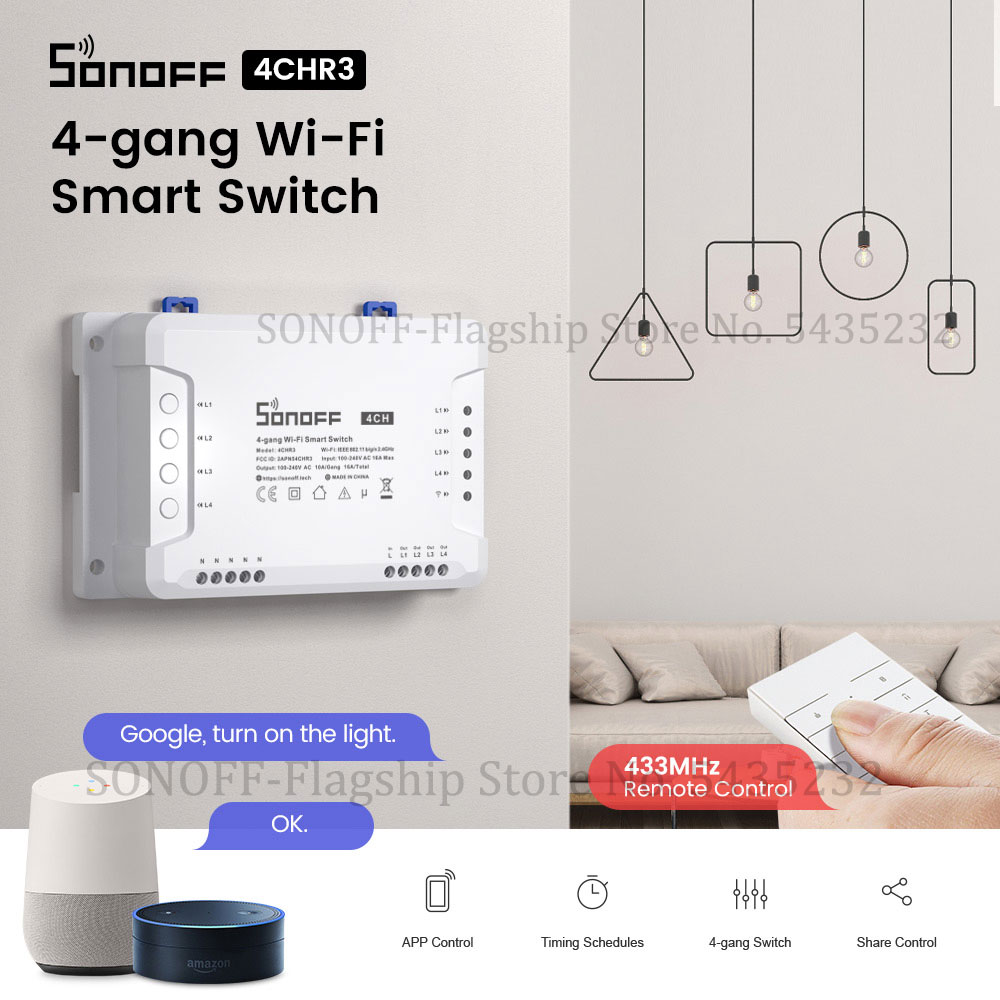 Itead Sonoff 4CH R3 Wifi Draad - Relay Module 4 Channel recensie en prijs