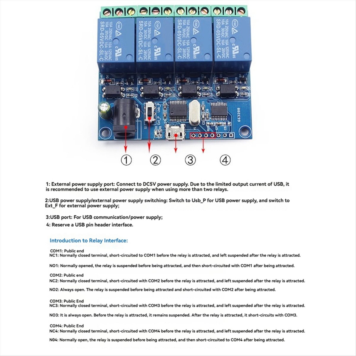 AT42 4-kanaals USB-relaismodul - Relay Module 4 Channel recensie en prijs