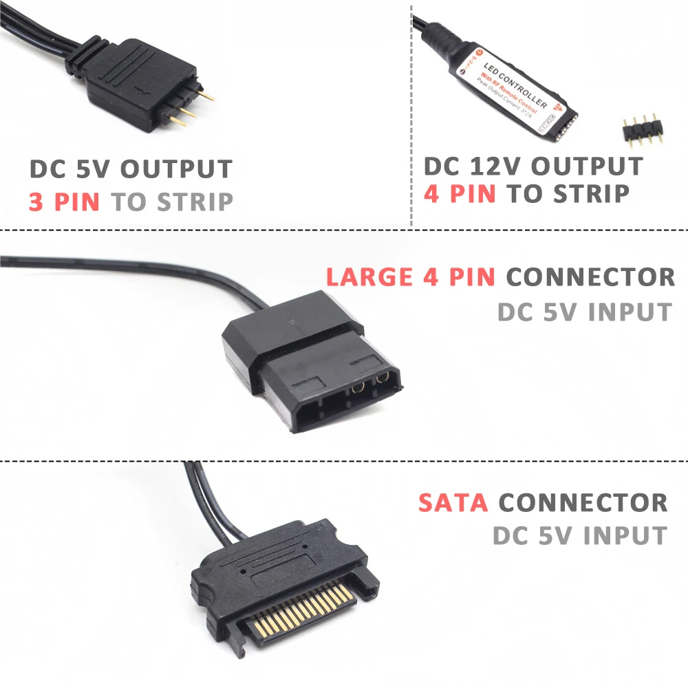 SATA Molex RGB Controller 5V 3 - Ws2812B Strip 5V recensie en prijs